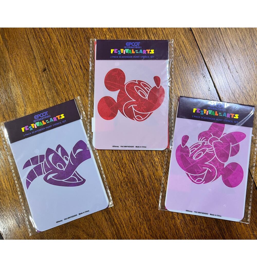 Disney Epcot Festival of the Arts Scavenger Hunt Figment Mickey Minnie Stencils